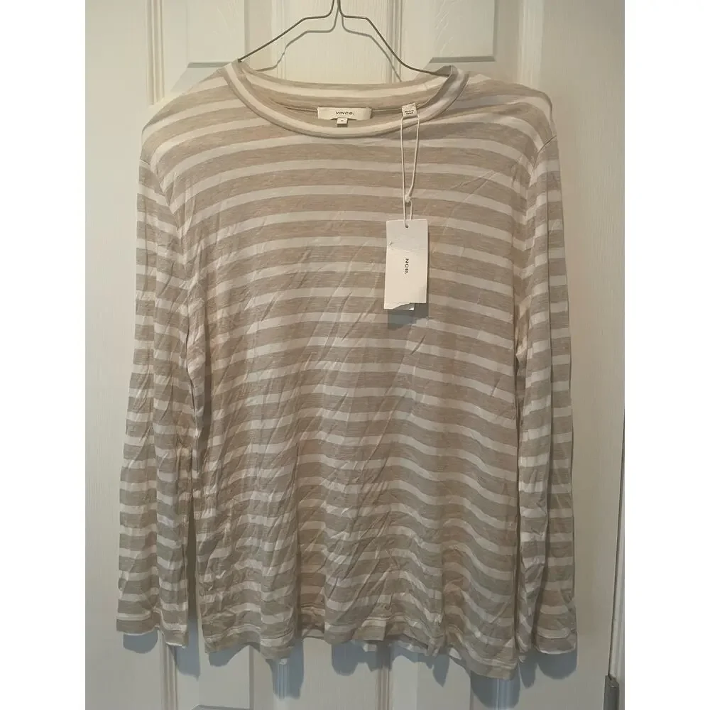 Vince Womens Crewneck bracelet sleeve classic stripe top, $65, Medium, B59 - Picture 5 of 5